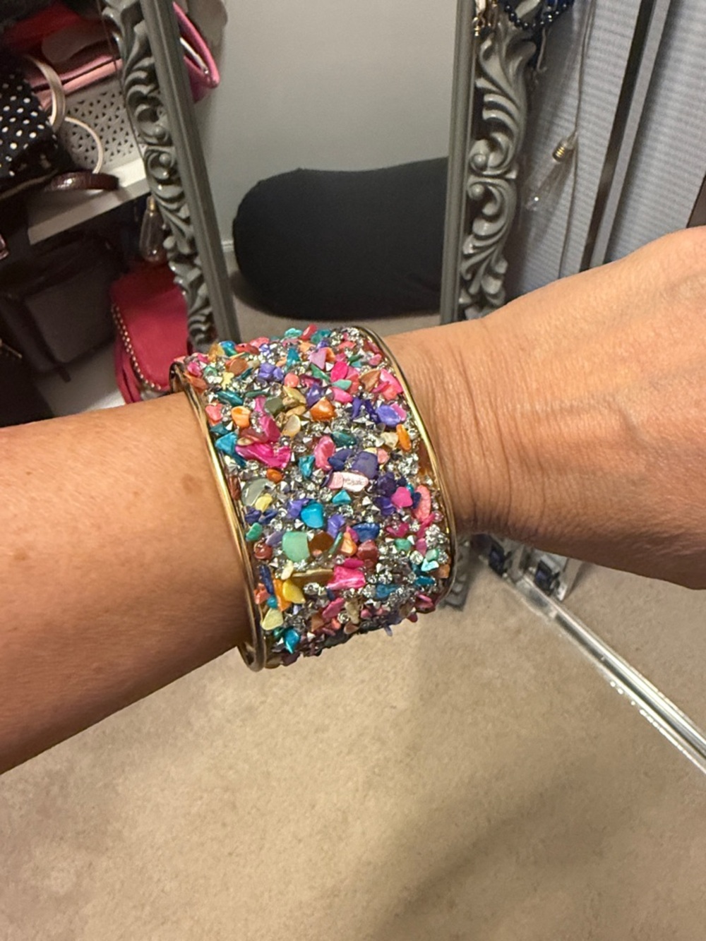 Colorful Gemstone Cuff Bracelet - Picture 3 of 3